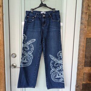 Dark Blue Denim Snake Jeans